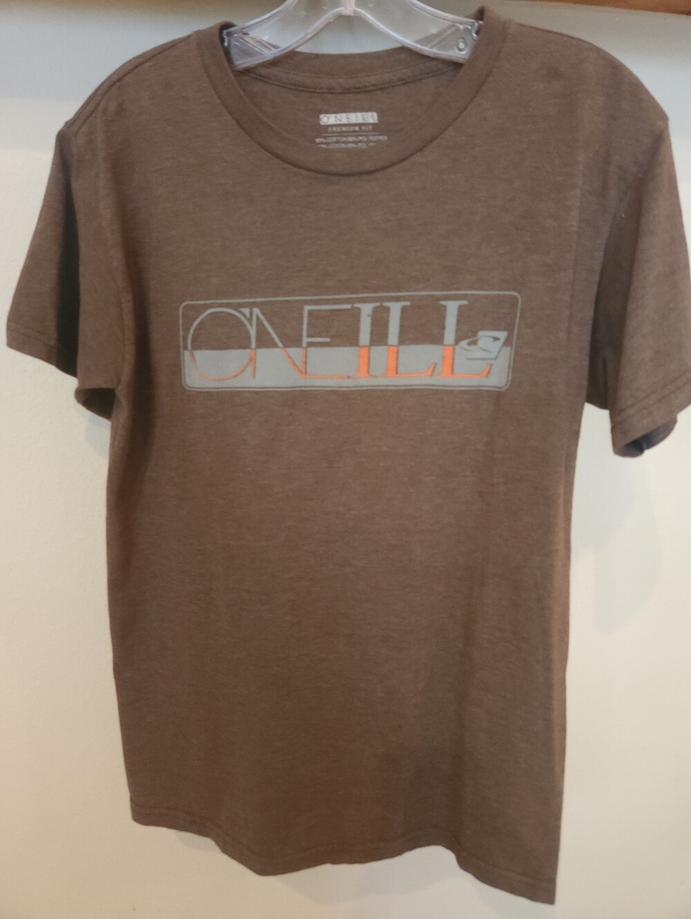 O'Neill Brown Short Sleeve Logo Tee with Orange Accent